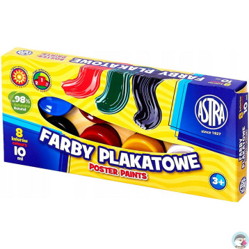 Farby plakatowe szkolne 8 kolorów 10ml zestaw 83113901 ASTRA