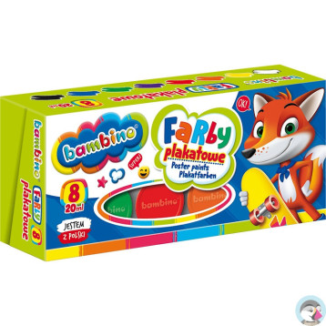 Farby plakatowe dla dzieci Zestaw 8 kolorów x 20ml BAMBINO St.Majewski
