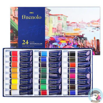 Farby akwarelowe FINENOLO 24 kolory 12ml tuba EC19-24 DELI