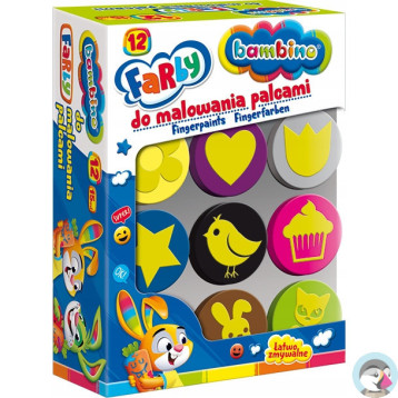 Farba dla dzieci do malowania palcami Zestaw 12 kolorów x 15ml BAMBINO St.Majewski