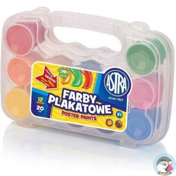 Farby plakatowe zestaw 12 kolorów 20ml + WALIZKA 301117002 ASTRA