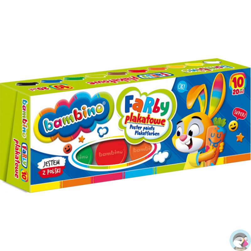Farby plakatowe dla dzieci Zestaw 10 kolorów x 20ml BAMBINO St.Majewski