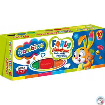 Farby plakatowe dla dzieci Zestaw 10 kolorów x 20ml BAMBINO St.Majewski