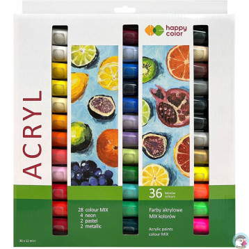 Farba akrylowa 36 kol. x 12 ml HAPPY COLOR HA 7370 0012-K36