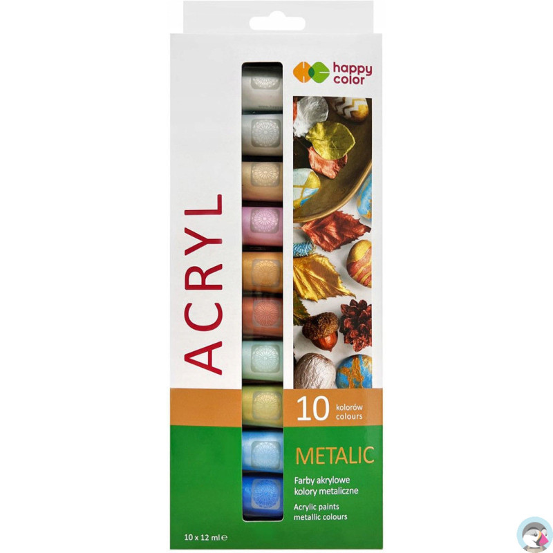 Farba akrylowa metaliczna 10 kol. x 12 ml HAPPY COLOR HA 7370 0012-M10