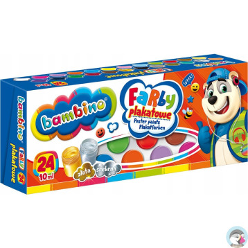Farby plakatowe dla dzieci Zestaw 24 kolory x 10ml BAMBINO