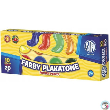 Farby plakatowe zestaw 10 kolorów 20 ml szkolne 301115004 ASTRA