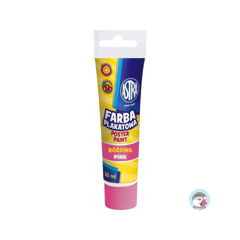 Farba plakatowa w tubkach 30ml szkolna różowa 301107002 ASTRA