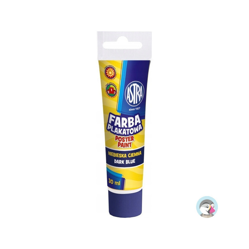 Farba plakatowa w tubkach 30ml szkolna ciemno niebieska 83110914 ASTRA