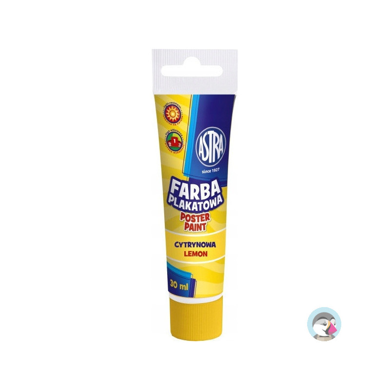 Farba plakatowa w tubkach 30ml szkolna cytrynowa żółta 83110908 ASTRA