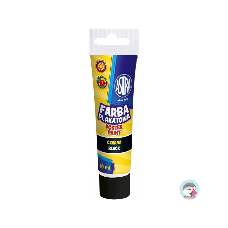 Farba plakatowa w tubkach 30ml szkolna czarna 83110909 ASTRA