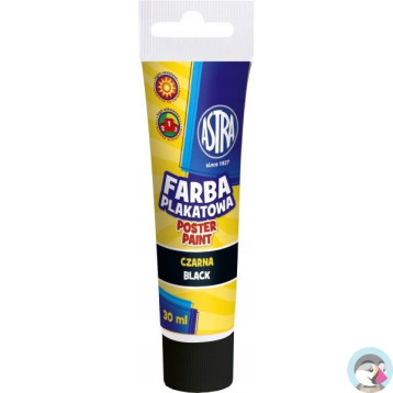 Farba plakatowa w tubkach 30ml szkolna czarna 83110909 ASTRA