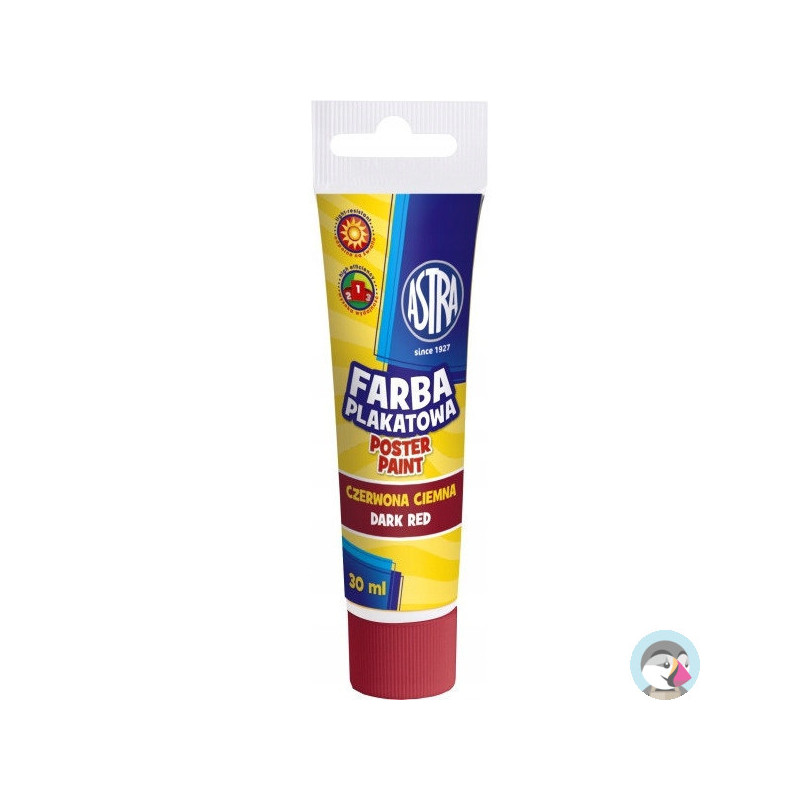 Farba plakatowa w tubkach 30ml szkolna czerwona ciemna 83110911 ASTRA