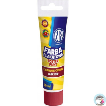 Farba plakatowa w tubkach 30ml szkolna czerwona ciemna 83110911 ASTRA