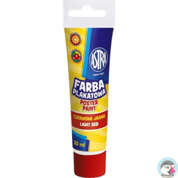 Farba plakatowa w tubkach 30ml szkolna jasno czerwona 83110907 ASTRA