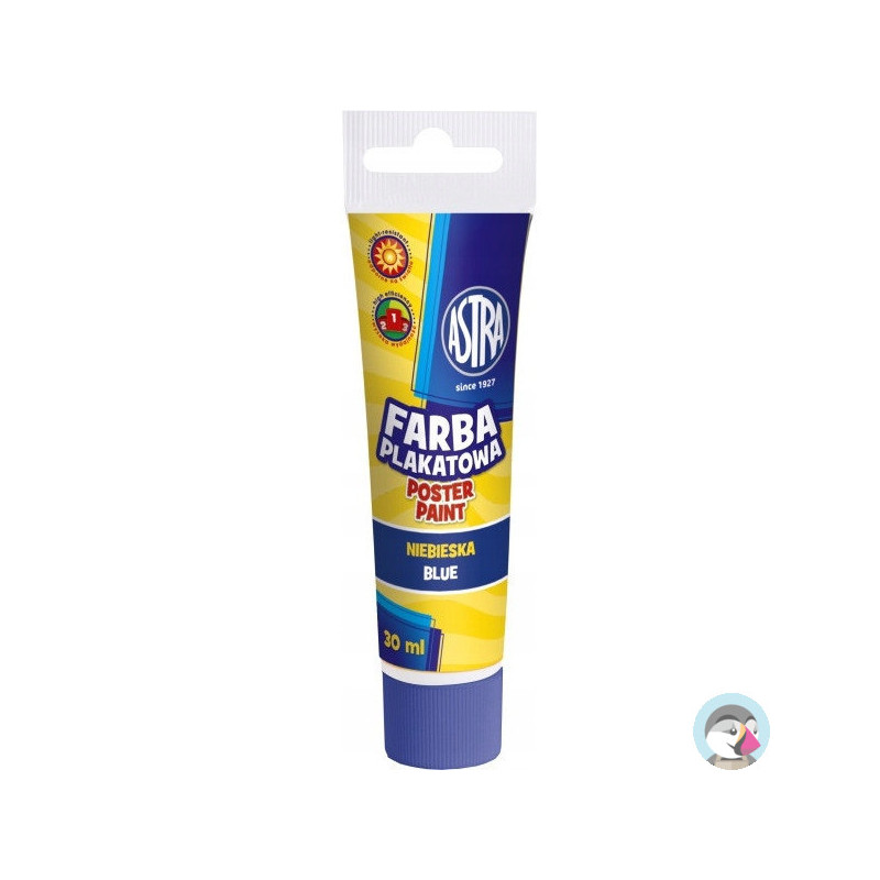 Farba plakatowa w tubkach 30ml szkolna niebieska 83110905 ASTRA
