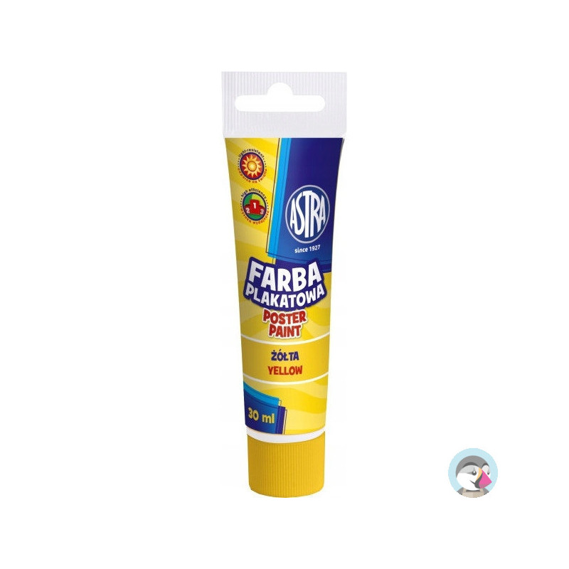 Farba plakatowa w tubkach 30ml szkolna żółta 83110915 ASTRA