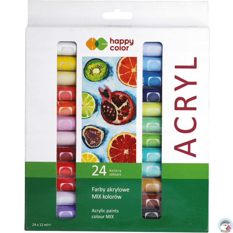 Farba akrylowa zestaw 24 kolorów, 12ml HA 7370 0012-K24 HAPPY COLOR