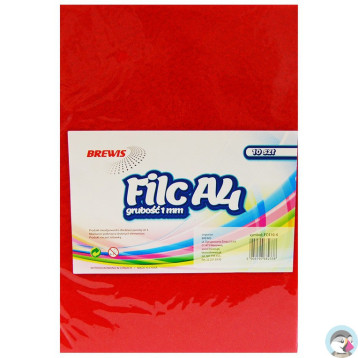 Filc czerwony A4 grubość 1mm, 10 arkuszy FC410-4 BREWIS