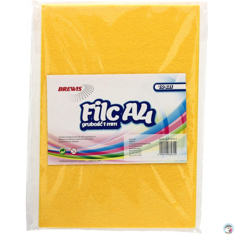 Filc A4 żółty 1mm (10ark) FC410-2 BREWIS