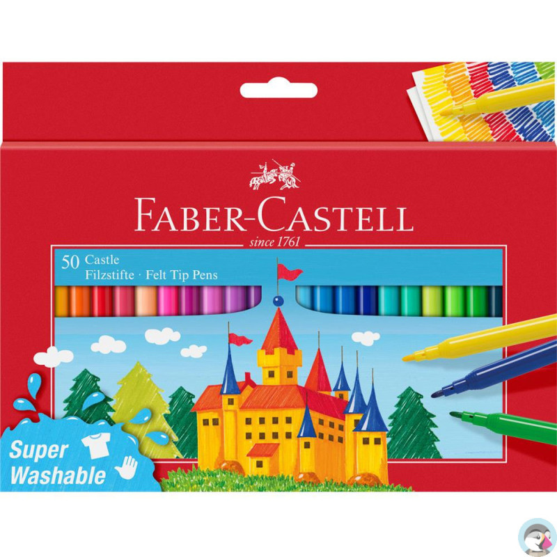 Flamastry ZAMEK 50kolorów opakowanie kartonowe 554204 Faber-Castell