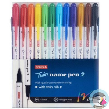 Pisak F/M dwustronny permanentny 12 kol. NAME PEN 2 DONG-A TT7914