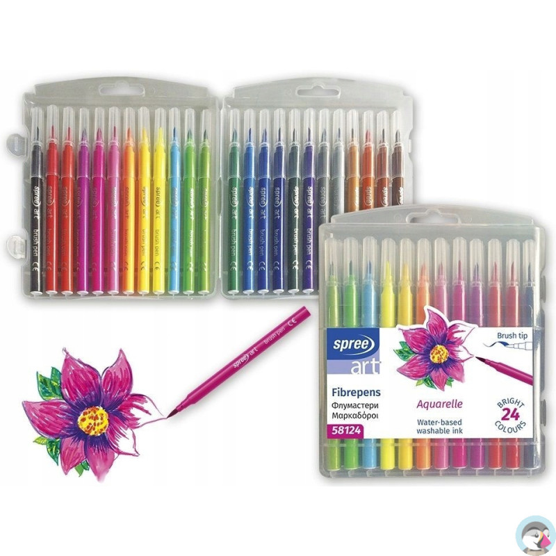 Flamastry pędzelkowe 24 kolory etui plastikowe SPREE art FLA-58124P-00101