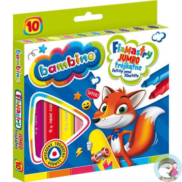 Flamastry trójkątne dla dzieci Jumbo Zestaw 10 kolorów Pisaki Mazaki BAMBINO St.Majewski