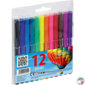 Flamastry FRIENDS fibre pens 12kolorów 160-1382 GRAND
