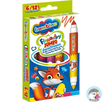 Flamastry dwustronne Jumbo Zestaw 6 sztuk 12 kolorów Pisaki Mazaki BAMBINO St.Majewski