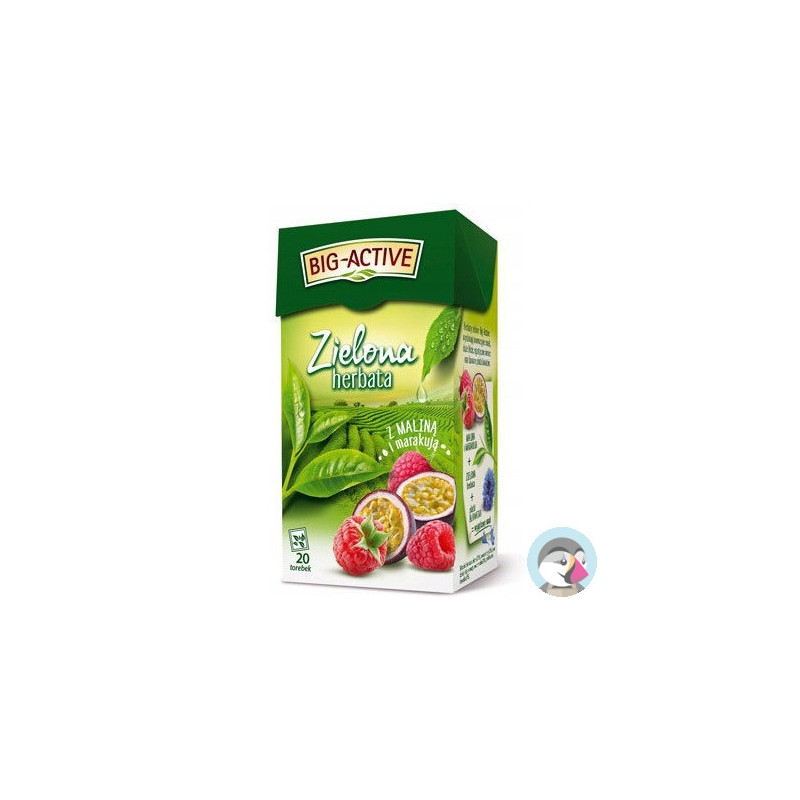 Herbata BIG-ACTIVE zielona (20 torebek) MALINA-MARAKUJA