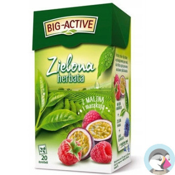 Herbata BIG-ACTIVE zielona (20 torebek) MALINA-MARAKUJA