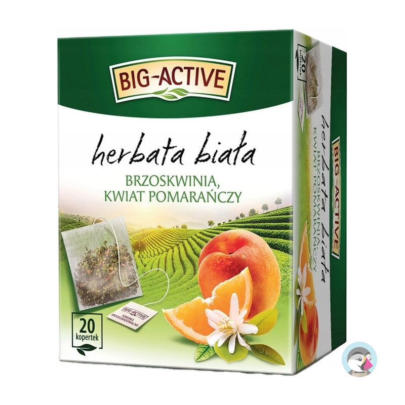 Herbata BIG-ACTIVE biała (20 torebek) Brzoskwinia i kwiat pomarańczy
