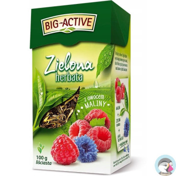 Herbata BIG-ACTIVE zielona liściasta 100g z owocem maliny