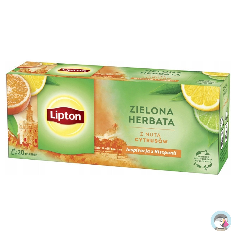 Herbata LIPTON (20 torebek) zielona z nutą cytrusów GREEN CITRUS