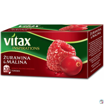 Herbata VITAX INSPIRATIONS (20 torebek 2g) Żurawina i Malina zawieszka