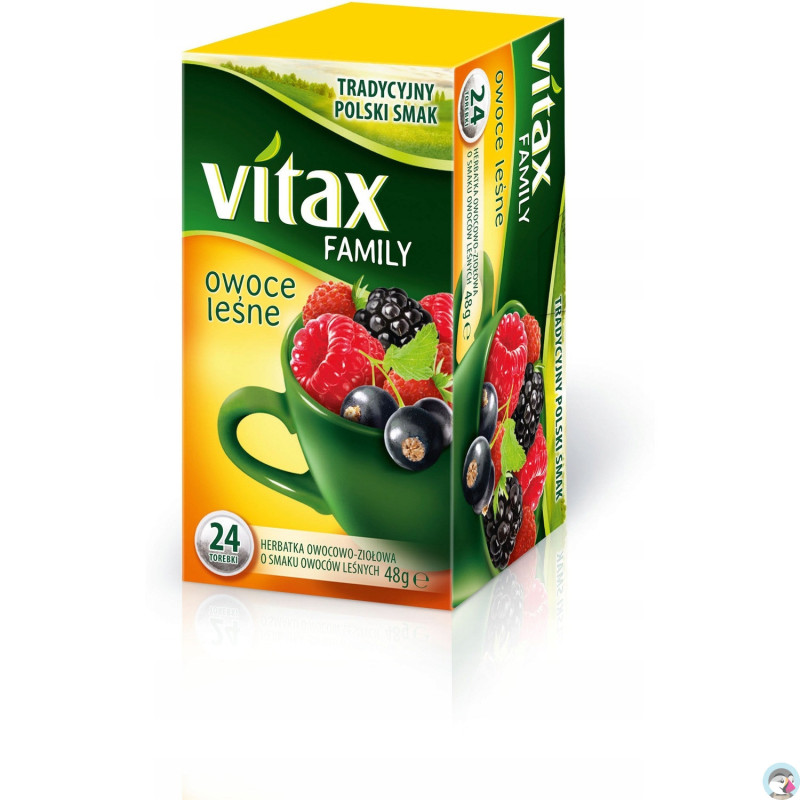 Herbata owocowo-ziołowa VITAX FAMILY (24 torebki bez zawieszki)48g Owoce Leśne