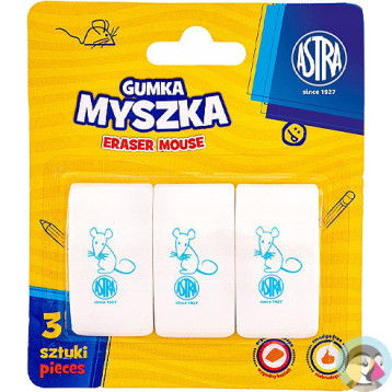 Gumka do ścierania MYSZKA blister (3 sztuki) 403022009 ASTRA