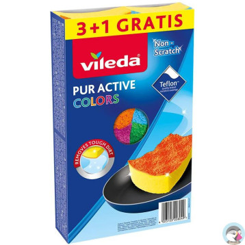 Gąbka VILEDA PUR ACTIVE Colours 7x15cm (3+1 szt) 4kolory 4032052