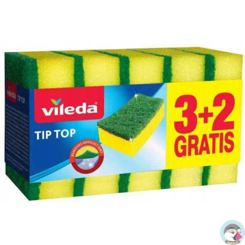 Gąbka do zmywania VILEDA Tip Top 9,5x7cm (3+2 szt) żółta
