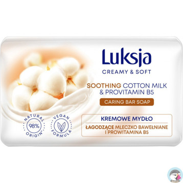 Mydło w kostce LUKSJA 100g o zapachu MLECZKO BAWEŁNIANE I PROWITAMINA B5