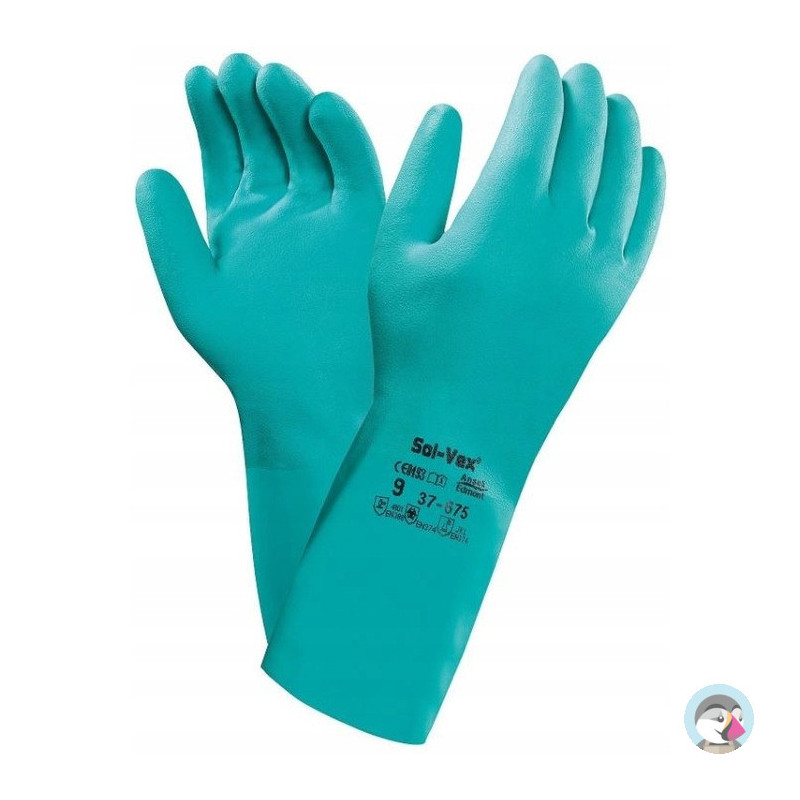 Rękawice ANSELL SOLVEX nitrylowe antystatyczne chemoodporne zielone roz.10/XL