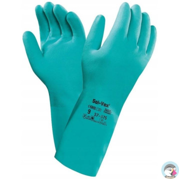 Rękawice ANSELL SOLVEX nitrylowe antystatyczne chemoodporne zielone roz.10/XL