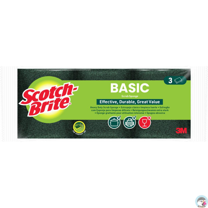 Gąbka do zmywania SCOTCH-BRITE Basic płaski (3szt.) żółto-zielony 3M-68060502001