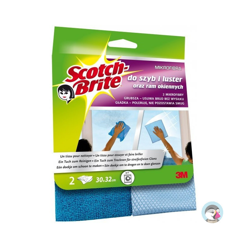 Ścierka z mikrofibry do szyb i luster SCOTCH-BRITE (2sztuki) ciemno/jasnoniebieska 009344274
