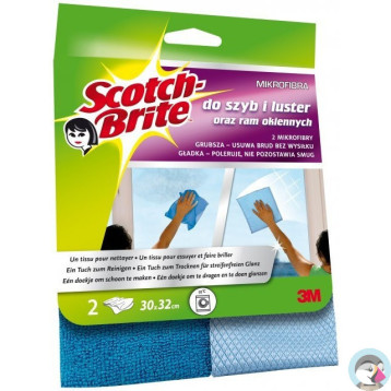 Ścierka z mikrofibry do szyb i luster SCOTCH-BRITE (2sztuki) ciemno/jasnoniebieska 009344274