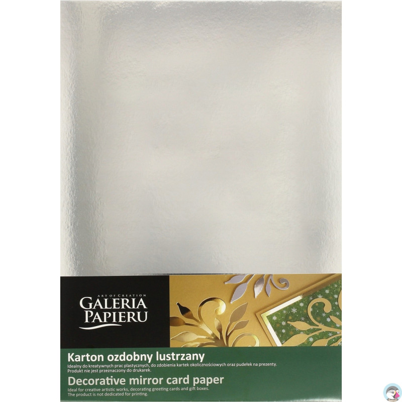 Karton ozdobny A4 SREBRNY lustrzany 300g (10) 208916 GALERIA PAPIERU