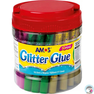Klej z brokatem AMOS GCL10BK50 10.5ml 6kol-50sztuk w wiaderku 170-2220