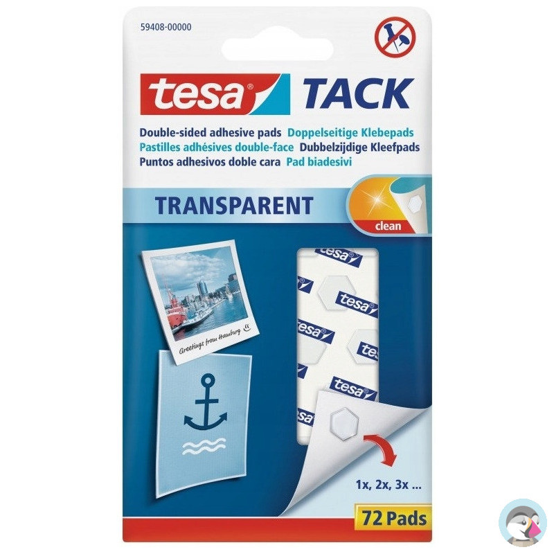 Płatki samoprzylepne bezbarwne TESA TACK 72szt 59408-00000-00
