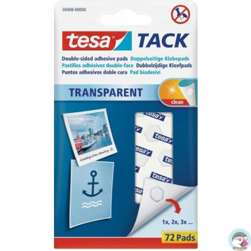 Płatki samoprzylepne bezbarwne TESA TACK 72szt 59408-00000-00